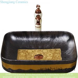 YQ-004-14     The European style of black ceramic with yellow beautiful pattern lavabo