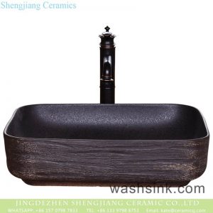 YQ-005-13     New products wholesale carved black uneven surface art ceramic wash hand basin