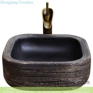 YQ-006-13     Jingdezhen hot new products black high gloss wall and hand carved thick foursquare toilet basin