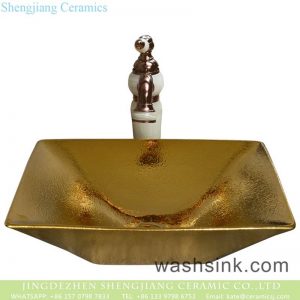 YQ-007-14     Jingdezhen factory direct wholesale modern art golden wash sink basin