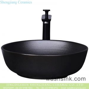 YQ-010-12     Shengjiang factory direct black ceramic round sink bowl