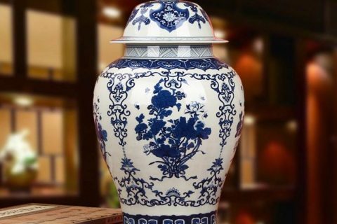 RZLG20     Asia furniture decor blue and white floral ceramic ginger jar