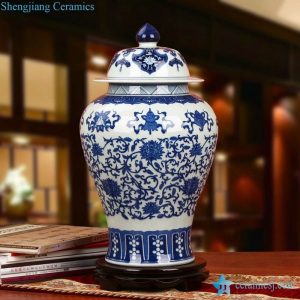 RZLG21      High quality elegant blue and white eight treasures pattern Jingdezhen Shengjiang company handpicked ceramic ginger jar