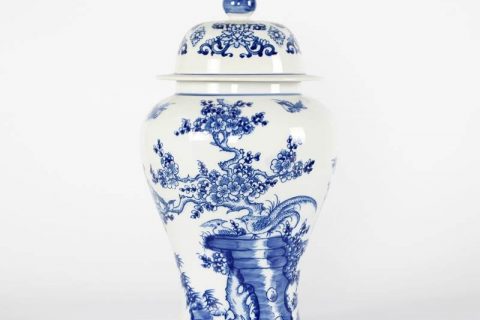 RYCI40-A      Hand paint high quality cobalt blue bird and floral Jingdezhen ceramic jar for home decoration