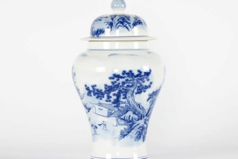 RYCI40-B     Antiquity style hand painted blue and white countryside life pattern porcelain jar