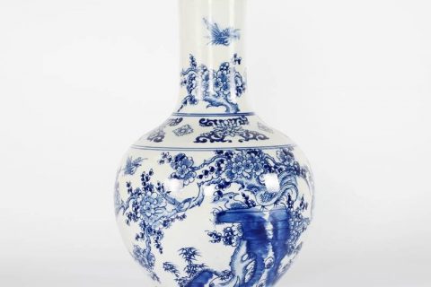 RYCI41-A    Chinoiserie hand drawing bird floral chinaware globular shape vase