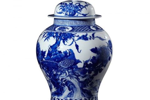 RZLH04      Interior design China fashion blue and white pheasant porcelain jar