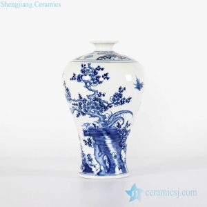 RYCI42-B   Antique style blue and white China style royal ceramic Meiping vase