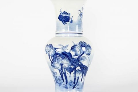 RYCI43-A    Phoenix tail blue and white lotus pond pattern Jingdezhen porcelain vase