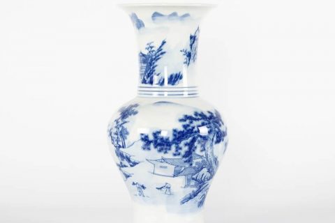 RYCI43-B  Chinoiserie under glaze blue rural monk life pattern hand made ceramic vase for home decoration