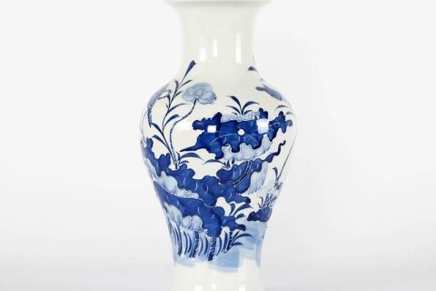 RYCI48-A     Lotus relief pattern wholesale cobalt blue chinaware vase for home decor