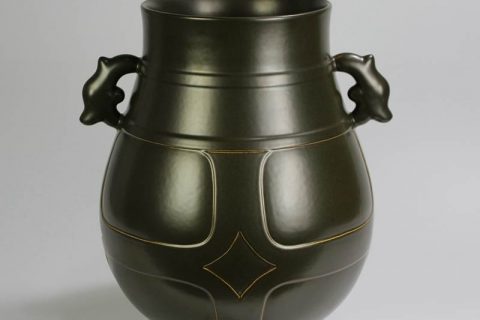 RYPM41 Jingdezhen Green ceramic vase design with two handles