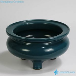 RYPM44 Jingdezhen ceramic Plain color Blue Tripod incense burner