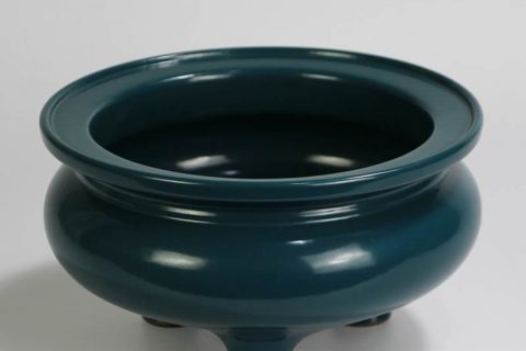 RYPM44 Jingdezhen ceramic Plain color Blue Tripod incense burner