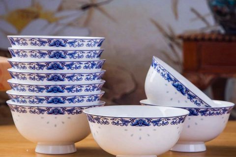 RZKX16-4.5cun-G     Branches pattern blue and white ceramic bowls Set of 10 Wholesale