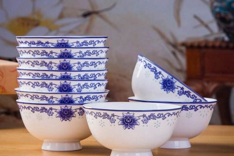 RZKX16-4.5cun-H     Set of 10 Jingdezhen flower pattern blue and white ceramic bowls