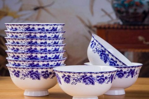 RZKX16-4.5cun-K    Round Shape Style Custom Designed Ceramic Porcelain Bowl Blue And White Set of 10