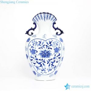 RZCW06      Scallop top dragon ear heart shape floral pattern porcelain vase