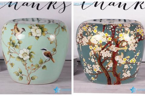 RZKL08-A/B    Cute cozy floral bird chinaware stool