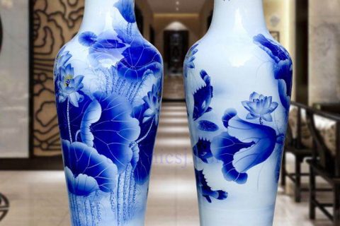 BV82 - wholesales antique chinese 60inch  blue and white  floor ceramic porcelain flower vase large for office decoration