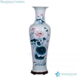 BV-82 Blue and white  artificial red flowers glossy tall ceramic vase  for centerpieces decoration