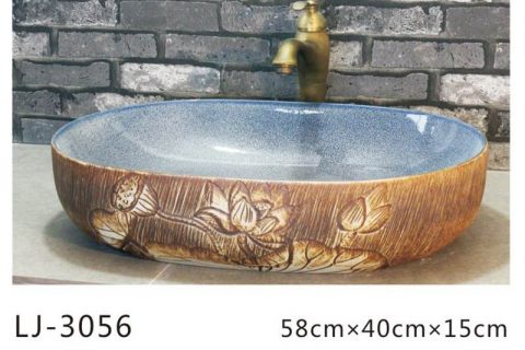 LJ-3056 Jingdezhen Sanitary Ware Porcelain Bathroom  glaze  Wash Basin Sink