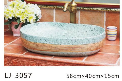 LJ-3057 Jingdezhen Sanitary Ware Porcelain Bathroom  glaze  Wash Basin Sink
