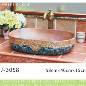 LJ-3058 Jingdezhen Sanitary Ware Printing Porcelain Bathroom  glaze Wash Basin Sink