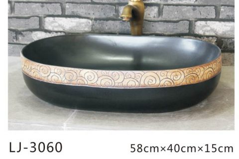 LJ-3060 Jingdezhen Sanitary Ware Printing Porcelain Bathroom Wash Basin Sink