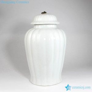 RYNQ243    Pumpkin design white color crockery jar with metal ring