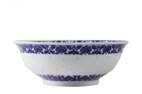 RZLL08     Large size blue and white transparent rice hole decoration ceramic salad bowl
