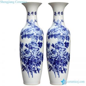 BV-100  wholesales antique chinese  Blue and white  flower   tall  porcelain  vase
