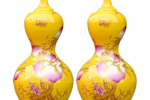BV-114 wholesales antique chinese  yellow  floor ceramic porcelain flower vase