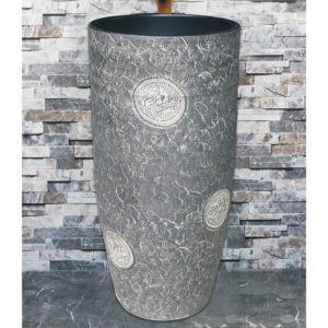 LJ-1011 China traditional style ceramic grey color with special printing pedestal basin