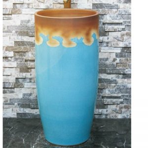 LJ-1019 Jingdezhen art ceramic light blue and brown outdoor vanity basin