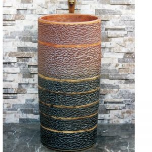LJ-1022 Hot sales special design dark beautiful color uneven surface pedestal basin