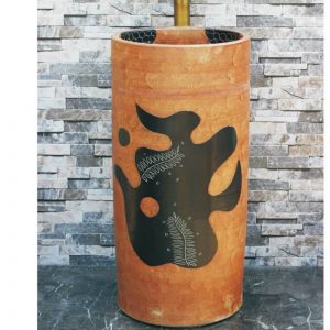 LJ-1030 Shengjiang factory porcelain brown color with black special printing outdoor lavabo