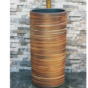 LJ-1033 Jingdezhen factory porcelain wood stripes smooth surface outdoor vanity basin