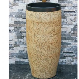 LJ-1036 New produced Jingdezhen Jiangxi antique light color leaf pattern ceramic wash pedestal basin