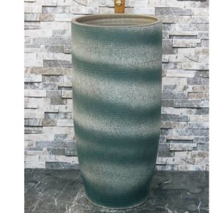 LJ-1039 Hot Sales special design dark green-and-white color art ceramic outdoor lavabo