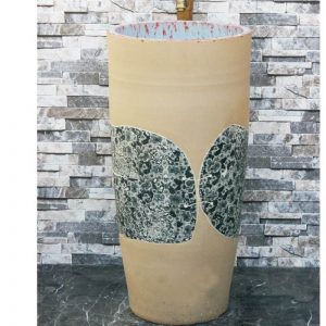 LJ-1042 Chinese art countertop light color with wintersweet pattern surface outdoor vanity basin