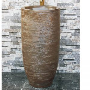 LJ-1046 China traditional high quality ceramic brown color pedestal basin