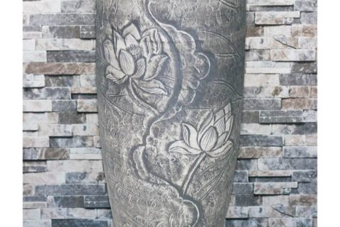 LJ-1047 Chinese morden new style grey color with beautiful flower pattern one-piece basin