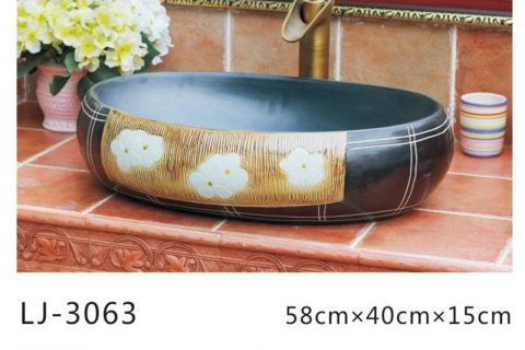 LJ-3063  Jingdezhen Sanitary Ware Porcelain Bathroom   glazing  Wash Basin Sink