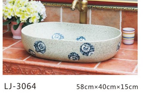 LJ-3064  Jingdezhen Sanitary Ware Porcelain Bathroom  stamp   glazing  Wash Basin Sink
