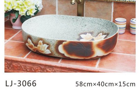 LJ-3066 Jingdezhen Sanitary Ware Porcelain Bathroom  Flower  glazing  Wash Basin Sink