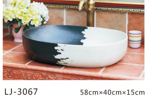LJ-3067 Jingdezhen Sanitary Ware Porcelain Bathroom  Flower  glazing  Wash Basin Sink
