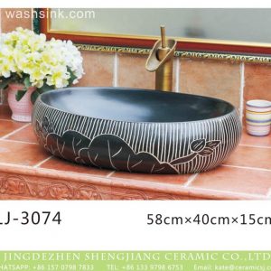 LJ-3074 Blue lotus Bright  Porcelain Bathroom artwork  Wash Basin Sink