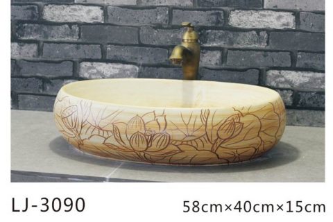LJ-3090  Ceramic  Lotus Bathroom artwork Laundry Wash Basin Sink