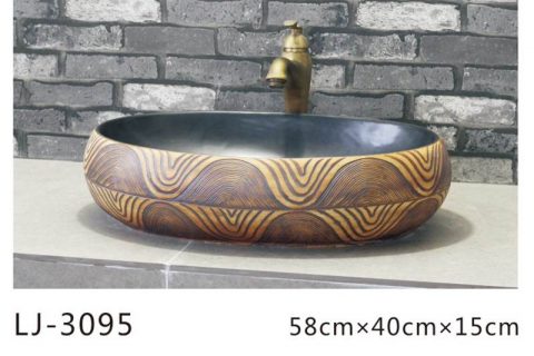 LJ-3095   Ceramic   Stripe  Bathroom artwork Laundry Washing Basin Sink